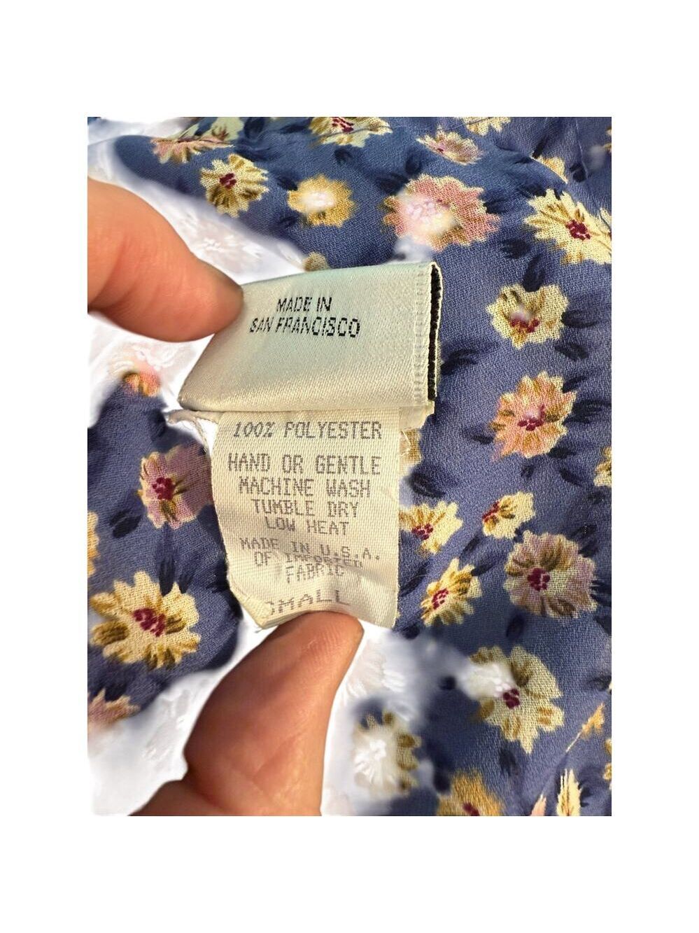 Vintage Fiasco 70’s Floral Blue Zip up Back only to Waist Long Dress. S - Picture 7 of 11
